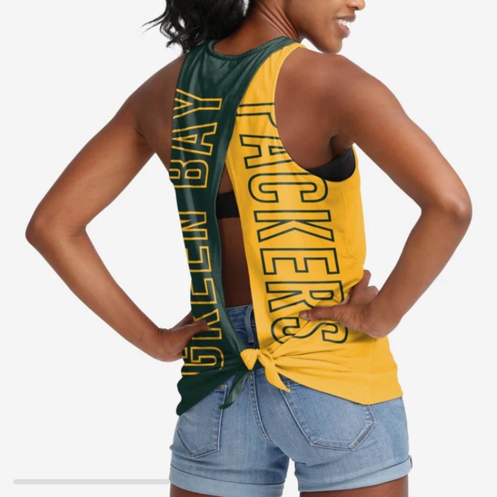 Green Bay Packers tie back sleeveless tank top size S